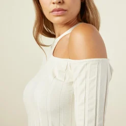 MONROW Flat Rib Asymmetric Long Sleeve OFFWHITE Shop